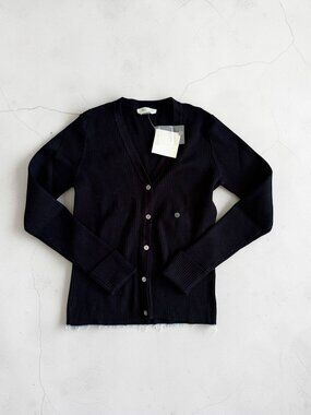 CASUAL CORNER Black Ribbed Cardigan Sweater Size Medium NEW NWT